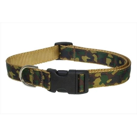 Sassy Dog Wear CAMOUFLAGE-TAN-GRN2-C Camouflage Dog Collar - Tan & Green; Small